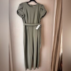 Calvin Klein Flutter Sleeve Belted Jumpsuit